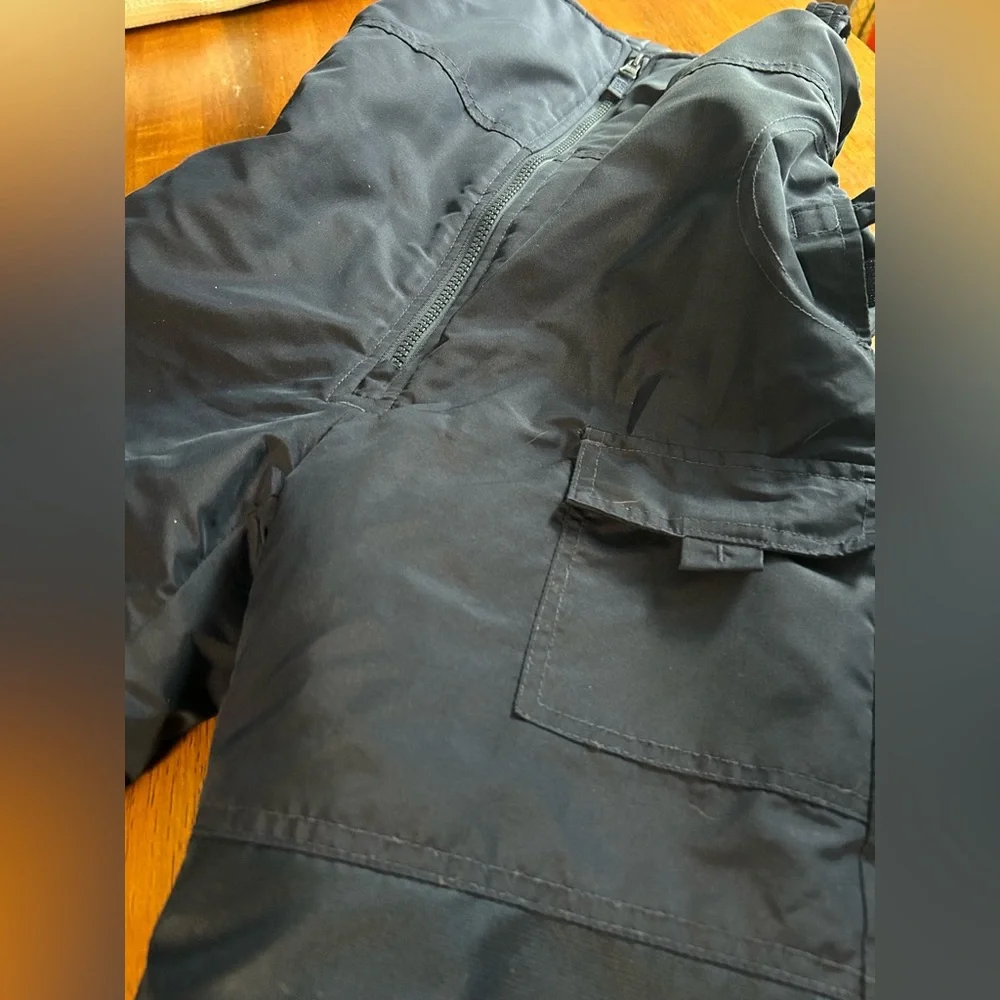 London Fog Navy Snow Bibs Boys 7 | Insulated Overalls, Zip Front, Cargo Pockets